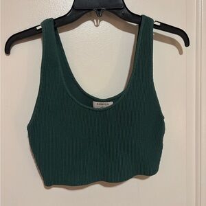 Aritzia Dark Green Ribbed Tank Top
